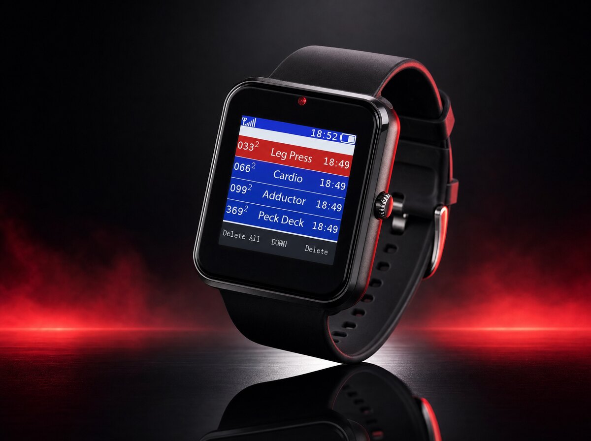 Staff smartwatch showing gym calls