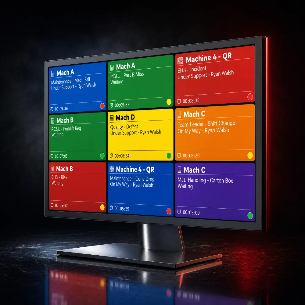 Smart Call floor board with illustrative call statuses