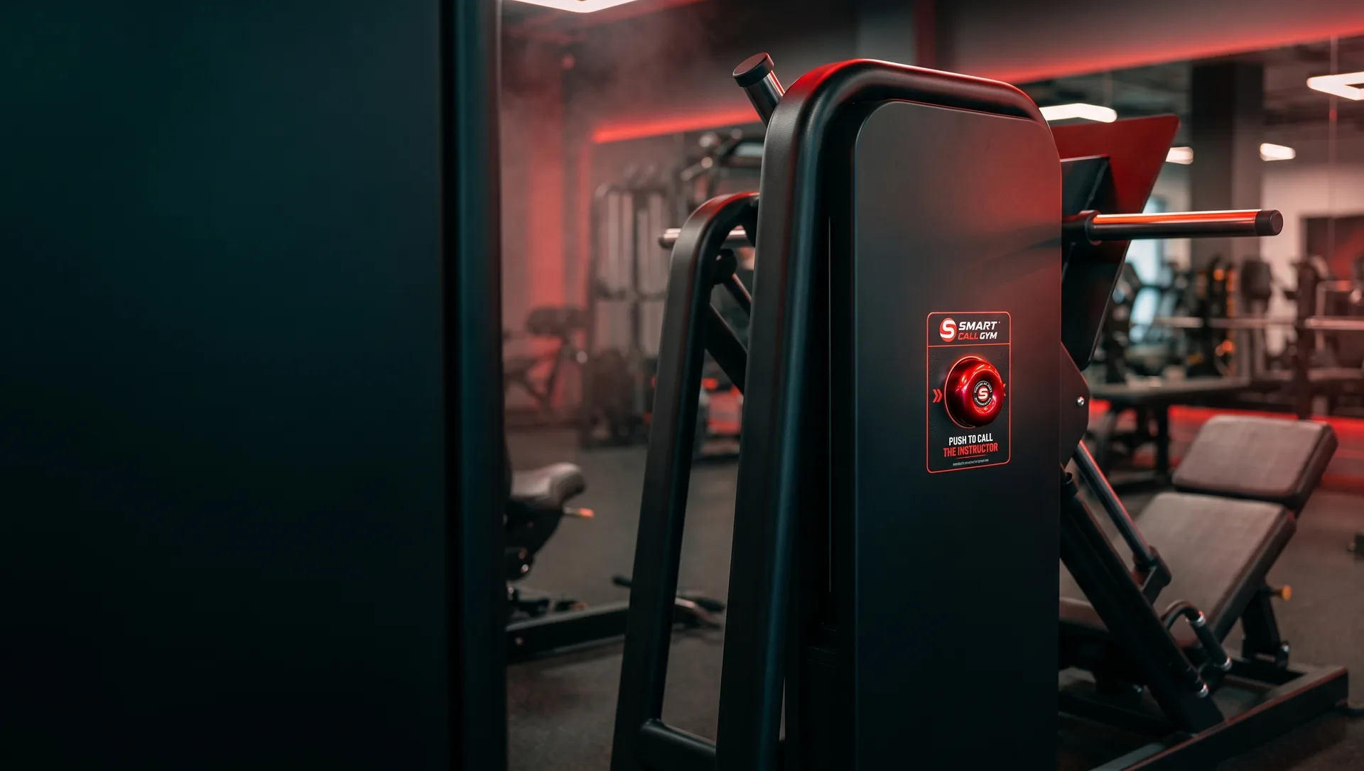Smart Call button glowing on a gym machine