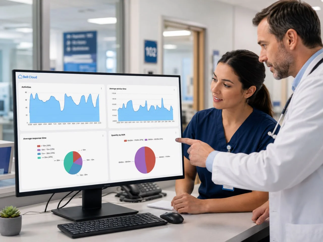 Bell Cloud analytics dashboard showing response-time charts